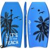 image:imageGoplus 413733 Lightweight Body Board for Beach Surf Board with EPS Core XPE Deck HDPE Slick Bottom Wrist Leash Bodyboard for Kids Adults SurfingBlue Coconut Palm
