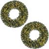 image:imageGoplus 60 Inch Large PreLit Christmas Wreath Lighted Artificial Winter Xmas Wreaths for Front Door with 200 LED Warm White Lights 680 PVC Branch Tips 24 Pine Cones for Windows Wall Mantel DecorGreen