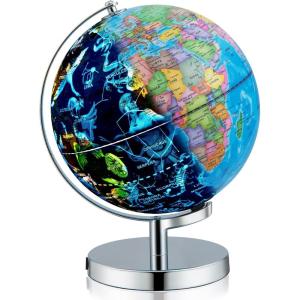 image:imageGoplus Illuminated Globes of The World with Stand 9 Rotating 3 in 1 World Globe wConstellation Stars LED Night Light Geography Globe for Office Decorative