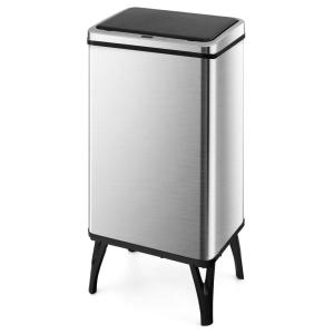 image:imageGoplus Stainless Steel Trash Can 13 Gallon Automatic Motion Sensor Garbage Can with Stayon Lid and Soft Closure Elevated Tall Waste Bin with Detachable Legs for Kitchen Office Silver