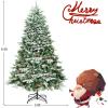 image:imageGoplus 65ft PreLit Snow Flocked Christmas Tree Artificial Snowy Xmas Full Tree with 450 LED Lights 673 Branch Tip Foldable Metal Stand for Indoor Home Office Decor