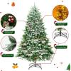 image:imageGoplus 65ft PreLit Snow Flocked Christmas Tree Artificial Snowy Xmas Full Tree with 450 LED Lights 673 Branch Tip Foldable Metal Stand for Indoor Home Office Decor
