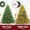 image:imageGoplus 6FT Prelit Christmas Tree Flowering Hinged Artificial Pine Full Tree with 260 Warm White LED Lights 484 Branch Tips 49 Pine Cones Metal Stand for Xmas Indoor Decor6ft