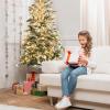 image:imageGoplus 6ft Prelit Pencil Christmas Tree Snow Flocked Artificial Slim Tree w 250 Warm White LED Lights Metal Stand Skinny Xmas Tree for Indoor Holiday Decor
