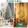 image:imageGoplus 6ft Prelit Pencil Christmas Tree Snow Flocked Artificial Slim Tree w 250 Warm White LED Lights Metal Stand Skinny Xmas Tree for Indoor Holiday Decor