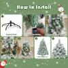 image:imageGoplus 6ft Snow Flocked Artificial Christmas Tree Premium Hinged Pine Tree with Metal Stand 100 New PVC Material Unlit Xmas Tree for Indoor and OutdoorSnow Flocked Pine Tree