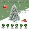 image:imageGoplus 6ft Snow Flocked Artificial Christmas Tree Premium Hinged Pine Tree with Metal Stand 100 New PVC Material Unlit Xmas Tree for Indoor and OutdoorSnow Flocked Pine Tree