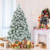 image:imageGoplus 6ft Snow Flocked Artificial Christmas Tree Premium Hinged Pine Tree with Metal Stand 100 New PVC Material Unlit Xmas Tree for Indoor and OutdoorSnow Flocked Pine Tree