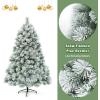 image:imageGoplus 6ft Snow Flocked Artificial Christmas Tree Premium Hinged Pine Tree with Metal Stand 100 New PVC Material Unlit Xmas Tree for Indoor and OutdoorSnow Flocked Pine Tree