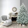 image:imageGoplus 6ft Snow Flocked Artificial Christmas Tree Premium Hinged Pine Tree with Metal Stand 100 New PVC Material Unlit Xmas Tree for Indoor and OutdoorSnow Flocked Pine Tree