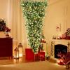 image:imageGoplus 75ft PreLit Upside Down Christmas Tree Inverted Hinged Xmas Tree with 400 Warm LED Lights 8 Lighting Modes 1100 PVC Branch Tips Artificial Decoration Tree for Indoor Home Office Party