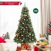image:imageGoplus 7ft PreLit Christmas Tree Artificial Hinged Xmas Tree with 700 WarmWhite LED Lights 1188 Branch Tips Foldable Metal Stand for Office Home Decor7ft