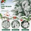 image:imageGoplus 7ft PreLit Snow Flocked Artificial Christmas Tree Hinged Xmas Tree with 300 WarmWhite LED Lights 1096 Branch Tips Pine Needles for Holiday Party Office Home Decor6ft