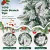 image:imageGoplus 7ft PreLit Snow Flocked Artificial Christmas Tree Hinged Xmas Tree with 300 WarmWhite LED Lights 1096 Branch Tips Pine Needles for Holiday Party Office Home Decor7ft