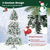 image:imageGoplus 7ft PreLit Snow Flocked Artificial Christmas Tree Hinged Xmas Tree with 300 WarmWhite LED Lights 1096 Branch Tips Pine Needles for Holiday Party Office Home Decor7ft