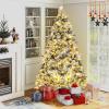 image:imageGoplus 7ft PreLit Snow Flocked Artificial Christmas Tree Hinged Xmas Tree with 300 WarmWhite LED Lights 1096 Branch Tips Pine Needles for Holiday Party Office Home Decor7ft