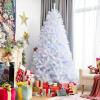 image:imageGoplus 7ft White Artificial Christmas Tree Hinged Unlit Full Xmas Pine Tree w 1156 Iridescent Branch Tips amp Metal Stand Quick SetUp for Indoor Home Office Holiday Decoration7ft