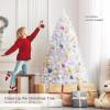 image:imageGoplus 7ft White Artificial Christmas Tree Hinged Unlit Full Xmas Pine Tree w 1156 Iridescent Branch Tips amp Metal Stand Quick SetUp for Indoor Home Office Holiday Decoration6 FT