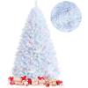 image:imageGoplus 7ft White Artificial Christmas Tree Hinged Unlit Full Xmas Pine Tree w 1156 Iridescent Branch Tips amp Metal Stand Quick SetUp for Indoor Home Office Holiday Decoration7ft