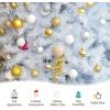 image:imageGoplus 7ft White Artificial Christmas Tree Hinged Unlit Full Xmas Pine Tree w 1156 Iridescent Branch Tips amp Metal Stand Quick SetUp for Indoor Home Office Holiday Decoration7ft