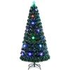 image:imageGoplus 6ft PreLit Fiber Optic Christmas Tree Artificial Xmas Full Tree with Colorful Snowflake LED Lights 220 Branch Tips Foldable Metal Base for Office Home Holiday Decor