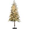 image:imageGoplus 6ft Prelit Pencil Christmas Tree Snow Flocked Artificial Slim Tree w 250 Warm White LED Lights Metal Stand Skinny Xmas Tree for Indoor Holiday Decor