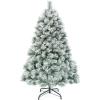 image:imageGoplus 6ft Snow Flocked Artificial Christmas Tree Premium Hinged Pine Tree with Metal Stand 100 New PVC Material Unlit Xmas Tree for Indoor and OutdoorSnow Flocked Pine Tree
