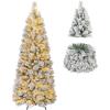 image:imageGoplus 7ft PreLit Pop Up Christmas Tree Collapsible Snow Flocked Artificial Xmas Tree with 680 PVC Tips amp Pine Needles 200 Warm White LED Lights Metal Stand Home Office Party Holiday Decoration6FT