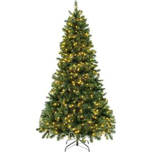 image:imageGoplus 7ft PreLit Artificial Christmas Tree Hinged Xmas Tree with 1188 Branch Tips 700 WarmWhite LED Lights Foldable Metal Stand for Festive Holiday Party Office Home Decor7ft