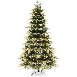 image:imageGoplus 7ft PreLit Artificial Christmas Tree with Quick Power Connector Hinged Remote Control Xmas Tree with 500 LED Lights 2 Lighting Colors 2489 Branch Tips for Office Home Holiday Decor7ft