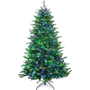 image:imageGoplus 7ft Prelit Christmas Tree Hinged Artificial Xmas Tree w 540 APP Controlled LED Lights 2324 PVC amp PE Branch Tips Indoor Holiday Festival Decoration for Residential Commercial Use