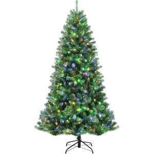 image:imageGoplus 8ft Prelit Artificial Christmas Tree Hinged Remote Control Xmas Tree w 9 Lighting Modes amp 600 Color Changing LED Lights Residential and Commercial Decoration for Indoor Holiday FestivalWarm Whitecolorful