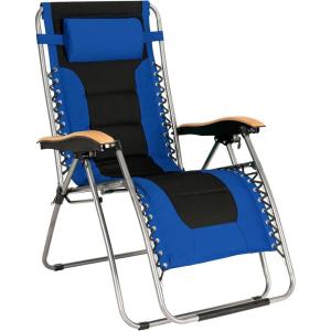 image:imageGoplus Folding Zero Gravity Lounge Chair Oversize Padded Reclining Patio Chair wBeech Armrests amp Head Pillow XL Adjustable Chair Seat Indoor Outdoor Yard Poolside Beach 1 BlueBlue