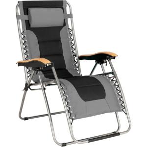 image:imageGoplus Folding Zero Gravity Lounge Chair Oversize Padded Reclining Patio Chair wBeech Armrests amp Head Pillow XL Adjustable Chair Seat Indoor Outdoor Yard Poolside Beach 1 BlueGrey