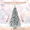 image:imageGoplus 5 FT Snow Flocked Christmas Tree Artificial Unlit Hinged Xmas Full Tree with 456 Lush Branch Tips Foldable Metal Stand Home Office Decoration Pink Gradient amp WhiteSnowyprelit
