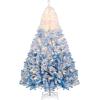 image:imageGoplus 5 FT Snow Flocked Christmas Tree Artificial Unlit Hinged Xmas Full Tree with 456 Lush Branch Tips Foldable Metal Stand Home Office Decoration Pink Gradient amp WhiteBlueprelit
