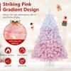 image:imageGoplus 5 FT Snow Flocked Christmas Tree Artificial Unlit Hinged Xmas Full Tree with 456 Lush Branch Tips Foldable Metal Stand Home Office Decoration Pink Gradient amp WhitePinkprelit