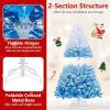 image:imageGoplus 5 FT Snow Flocked Christmas Tree Artificial Unlit Hinged Xmas Full Tree with 456 Lush Branch Tips Foldable Metal Stand Home Office Decoration Pink Gradient amp WhiteBlueprelit