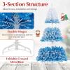 image:imageGoplus 5 FT Snow Flocked Christmas Tree Artificial Unlit Hinged Xmas Full Tree with 456 Lush Branch Tips Foldable Metal Stand Home Office Decoration Pink Gradient amp WhiteBlue Gradient
