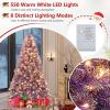 image:imageGoplus 5 FT Snow Flocked Christmas Tree Artificial Unlit Hinged Xmas Full Tree with 456 Lush Branch Tips Foldable Metal Stand Home Office Decoration Pink Gradient amp WhitePurple