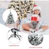 image:imageGoplus 5 FT Snow Flocked Christmas Tree Artificial Unlit Hinged Xmas Full Tree with 456 Lush Branch Tips Foldable Metal Stand Home Office Decoration Pink Gradient amp WhiteSnowyprelit