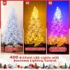image:imageGoplus 5 FT Snow Flocked Christmas Tree Artificial Unlit Hinged Xmas Full Tree with 456 Lush Branch Tips Foldable Metal Stand Home Office Decoration Pink Gradient amp WhiteWhite