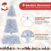 image:imageGoplus 5 FT Snow Flocked Christmas Tree Artificial Unlit Hinged Xmas Full Tree with 456 Lush Branch Tips Foldable Metal Stand Home Office Decoration Pink Gradient amp WhiteWhite