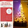 image:imageGoplus 5 FT Snow Flocked Christmas Tree Artificial Unlit Hinged Xmas Full Tree with 456 Lush Branch Tips Foldable Metal Stand Home Office Decoration Pink Gradient amp WhiteWhite