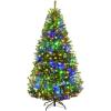 image:imageGoplus 5 FT Snow Flocked Christmas Tree Artificial Unlit Hinged Xmas Full Tree with 456 Lush Branch Tips Foldable Metal Stand Home Office Decoration Pink Gradient amp WhiteGreen