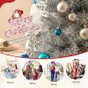 image:imageGoplus 5 FT Snow Flocked Christmas Tree Artificial Unlit Hinged Xmas Full Tree with 456 Lush Branch Tips Foldable Metal Stand Home Office Decoration Pink Gradient amp WhiteSilver