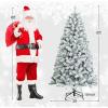 image:imageGoplus 5 FT Snow Flocked Christmas Tree Artificial Unlit Hinged Xmas Full Tree with 456 Lush Branch Tips Foldable Metal Stand Home Office Decoration Pink Gradient amp WhiteSnowy
