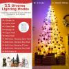 image:imageGoplus 5 FT Snow Flocked Christmas Tree Artificial Unlit Hinged Xmas Full Tree with 456 Lush Branch Tips Foldable Metal Stand Home Office Decoration Pink Gradient amp WhiteWhite