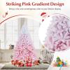 image:imageGoplus 5 FT Snow Flocked Christmas Tree Artificial Unlit Hinged Xmas Full Tree with 456 Lush Branch Tips Foldable Metal Stand Home Office Decoration Pink Gradient amp WhitePink Gradient