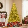 image:imageGoplus 5 FT Snow Flocked Christmas Tree Artificial Unlit Hinged Xmas Full Tree with 456 Lush Branch Tips Foldable Metal Stand Home Office Decoration Pink Gradient amp WhiteGreenwarm White